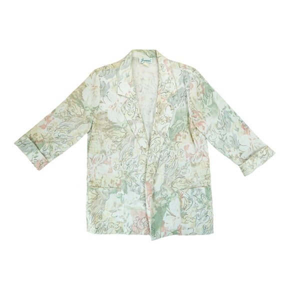 Vintage Joanna Floral Blazer Women's Size‎ S Pockets 3/4 Cuffed Sleeve Jacket - Picture 1 of 5